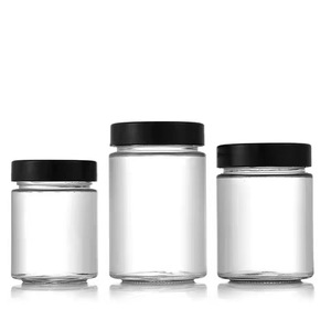Bocaux de conservation alimentaire ronds en verre transparent vides de 195 ml, 240 ml, 310 ml, 480 ml, 730 ml avec couvercle estampé or pour salades, sauces, chutneys, conserves et confitures - Product Image 6