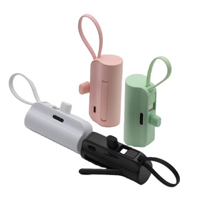 Promotional Gifts Pocket Capsule Power Banks 5000mah Built-in Type-C for Phone Cable Small Power Bank With Phone Holder