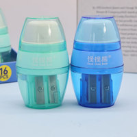 Taille-crayon manuel en TPR en forme de gourde à double trou avec gomme, 4 couleurs, pour enfants, Guai Guai Bear, fournitures scolaires et artistiques, stock en gros, expédition immédiate