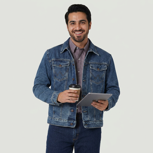Low MOQ Custom Made Plain <b>Men</b> <b>Denim</b> <b>Jacket</b> for Sale Wholesale Best Supplier New Stylish <b>Men</b> <b>Denim</b> <b>Jackets</b> in Low MOQ - Product Image 1