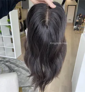 Cao Cấp Ren Topper Châu Âu Tóc Tự Nhiên Màu Đen Tay Gắn 4X4 Ren Top Với Wefts Trở Lại Tóc Giả Tóc Thay Thế Cho Phụ Nữ