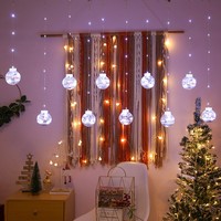 220V Weihnachtsdekoration Vorhanglichter Pentagramm-Vorhang-Lichterkette LED-Laternen Schneemann Weihnachtsmann Weihnachtsbeleuchtung