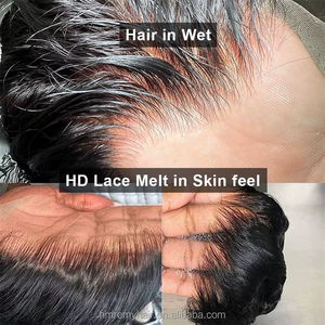 <span class=keywords><strong>Cheveux</strong></span> humains bruts brésiliens de <span class=keywords><strong>20</strong></span> pouces pour perruque frontale en dentelle petits noeuds vague de corps sans colle naturel noir long transparent prêt à l'expédition - Product Image 5
