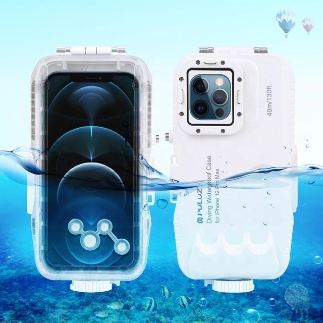 PULUZ 40m/130ft Waterproof Diving Housing Photo Video Taking Underwater Cover Case for iPhone 12 Pro Max / 12 / 12 Pro / 12 min