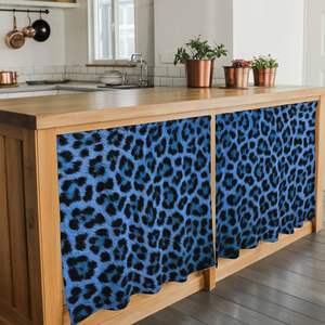 Cortinas de Cocina con Estampado de Leopardo Azul, 2 Paneles, Cortinas Cortas Vintage para Ventanas Pequeñas de Cafetería, Cortinas para Gabinetes de Baño, Personalizables - Product Image 4
