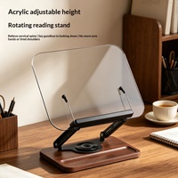 Support de tablette en acrylique de marque OEM, base rotative à 360 degrés, hauteur réglable (300x235x61mm) pour lecture sur tablette de bureau