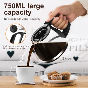 Petite cafetière à filtre en verre, machine à café compacte avec filtre réutilisable, plaque chauffante et pot à café pour la maison et le bureau - Product Image 4