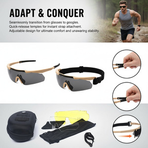 Lunettes de protection sportives avec 3 lentilles interchangeables, résistantes aux chocs, pour la chasse en plein air, le cyclisme, le paintball, unisexes - Product Image 2