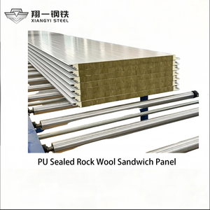 Panneaux sandwich en <span class=keywords><strong>laine</strong></span> <span class=keywords><strong>de</strong></span> <span class=keywords><strong>roche</strong></span> métallique moderne, ignifuges, écologiques, <span class=keywords><strong>de</strong></span> haute qualité, 100 mm, pour toiture et murs d'entrepôt - Product Image 1