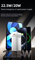 Nuevo Estilo, Cargador Portátil de Plástico de 22.5W con Carga Súper Rápida, 20000mAh, Idea de Regalo de Emergencia, Cable Integrado para Móvil