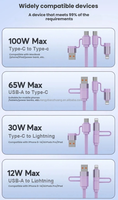 Cable de Carga Rápida Tipo-C Retráctil Tres en Uno de 100W con Logotipo Personalizado, 1.0m, Ecológico, para Computadora, Teléfonos Móviles e Impresora