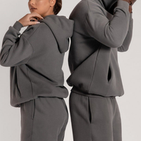 Survêtement surdimensionné pour hommes en vrac couleur unie vierge personnalisé propre logo 100% coton Baggy 2 pièces ensembles de survêtements unisexes