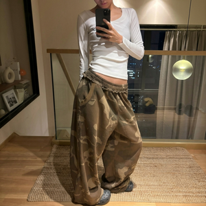 Hot Supplier Custom Men Y2K Streetwear Camouflage Baggy <b>Elastic</b> <b>Waist</b> Side Pockets Casual Hip Hop Loose Fit Baggy Sweatpants - Product Image 1