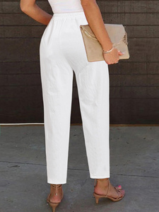 <span class=keywords><strong>Pantalon</strong></span> droit blanc extensible pour <span class=keywords><strong>femme</strong></span>, <span class=keywords><strong>coupe</strong></span> décontractée, neuf fentes, tendance et confortable pour l'été - Product Image 2