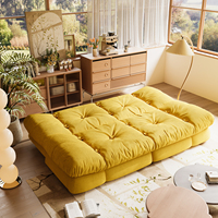 Popular Sofá Cama Moderno Nube en Crema de Terciopelo, Sofá Doble Plegable Día y Noche para Sala de Estar, Muebles para el Hogar