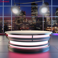 Table de studio avec éclairage LED à coins arrondis, mobilier, bureau de télévision, comptoir de réception