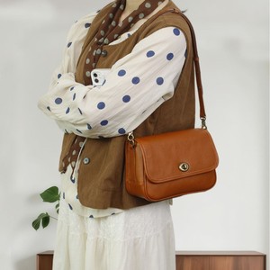 Vegetable Tanned Cowhide Shoulder Bag Horizontal Square 7 Inch <b>Lock</b> Closure Everyday Use Women's Small Crossbody Bag Brown - Product Image 1