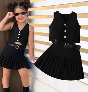 <span class=keywords><strong>Abbigliamento</strong></span> per Bambine, Top in Pizzo e Gonna in Denim Irregolare, Set di Vestiti per Bambini, Completo 2 Pezzi per Ragazze - Product Image 1