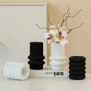 Moderne Simple Noir Blanc Ciment Cercle Vase Maison Arrangement <span class=keywords><strong>De</strong></span> Fleurs Entrée <span class=keywords><strong>Cabinet</strong></span> Art Ornements Décoration Bougies Parfumées - Product Image 2