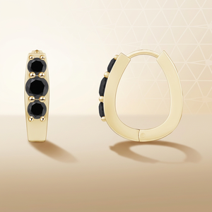 Pendientes Huggie de Diamante Negro Natural para Mujer, Oro 10K 14K 18K, Plata 925 935, Engaste de Bisel, Baño de Rodio, Lujo Minimalista para Fiesta - Product Image 1