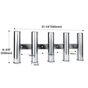 Support de canne à pêche à 5 tubes en acier inoxydable pour bateaux - Product Image 1