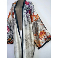 Burkini floral personnalisé en gros, Kaftan, Maillot de bain musulman pour femme, Kimono ouvert sur le devant, Cardigan ample, Cache-maillot de plage pour bikini OEM ODM