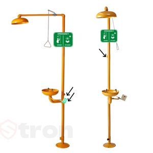 Estación de <span class=keywords><strong>Lavaojos</strong></span> y Lavaespaldas Industrial de Emergencia, Resistente a la Corrosión, Color Amarillo - Product Image 5