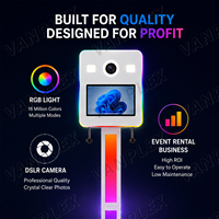 Cabina de Fotos Instantánea con Doble Pantalla de 15.6 Pulgadas, Cámara DSLR, Impresión Instantánea, Pantalla Táctil de Alta Resolución, Luz RGB, Soporte Metálico para Bodas y Fiestas