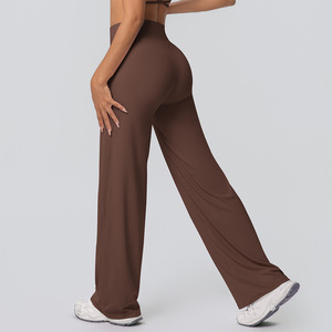 Pantalon de yoga évasé taille haute brossé personnalisé, sensation seconde peau, en nylon et élasthanne, pour fitness, gym, entraînement, jambes larges et amples, pour <span class=keywords><strong>femme</strong></span> - Product Image 2