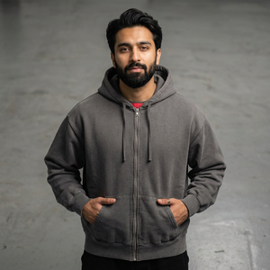 Sudaderas con capucha personalizadas para hombre, 100% algodón, con cremallera, extragrandes, gruesas, lisas, 450 GSM, estilo vintage, lavado ácido, suaves - Product Image 1