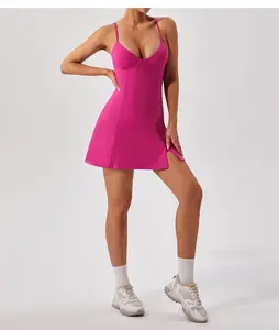 Сексуальный Женский комплект спортивной одежды, женское Спортивное платье, хорошее эластичное теннисное платье с шортами внутри