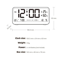 Réveil numérique Température et date Affichage semaine Mode nuit Horloge de table Commande vocale 12/24H Réveil électronique LED