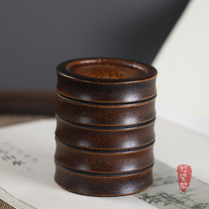 <b>Bamboo</b> Tea Canister Lacquered Wooden Lid Handmade Storage <b>Container</b> For Tea Gift Craft - Product Image 2