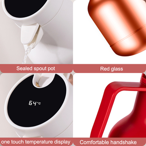 Bouilloire à <span class=keywords><strong>eau</strong></span> domestique avec Logo personnalisé, affichage intelligent de la température, carafe thermique Portable en verre à Bile rouge - Product Image 2