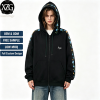 Sweat à capuche unisexe zippé en molleton 100 % coton de haute qualité, coupe ample, avec logo personnalisé brodé, couleur unie, style vierge, idéal pour l'hiver