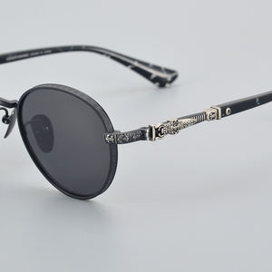 ホット販売マーブルブラックフレームスモールラウンドUVバケーションサングラスカジュアルマーブルキャットアイサングラス高級ブランド男性高品質 - Product Image 5