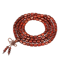 Bracelet en bois de santal rouge à feuilles petites, ancien matériau indien
