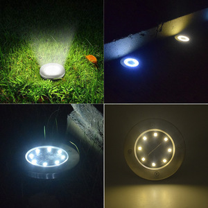 Luz solar empotrada en el suelo, 8 LED, de acero inoxidable, para exteriores, jardín, camino, con interruptor inductivo, para iluminación de patio y césped - Product Image 1