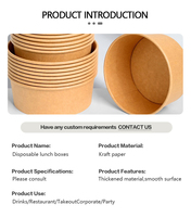 Boîte ronde en papier kraft élégante pour pâtisseries, pâtes, pizza, boîte bento, écologique, jetable, recyclable, bols en papier