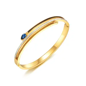 Nouvel arrivage bracelet en acier inoxydable bijoux personnalisés pour cadeaux bracelet couleur or avec motifs en forme de goutte CZ
