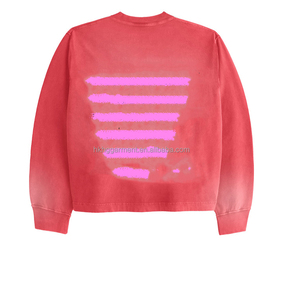 Camiseta de Hombre Personalizada de Alta Calidad, Algodón, Pintura en Aerosol, Cuello Redondo Vintage, Corte Regular, Lavado Ácido, Transpirable, Impresión DTG, Manga Larga - Product Image 2