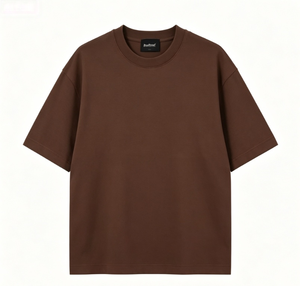 เสื้อยืดโอเวอร์ไซส์ผู้ชาย ผ้าฝ้ายเรียบ แขนสั้น คอกลม สีพื้น ลำลอง ผ้าเจอร์ซีย์ถัก สีขาว ครีม ดำ น้ำตาล เทา - Product Image 6