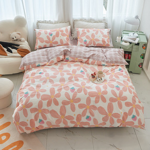 Roupa de cama quatro conjuntos de algodão puro Nantong casa têxtil pequena cama fresca quatro conjuntos de roupa de cama de algodão sarja - Product Image 4