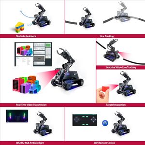 طقم سيارة روبوت ذكي لاسلكي WiFi لسيارة التوت <span class=keywords><strong>Pi</strong></span> ، روبوت مجنزر للدبابات مع 4-DOF ، تتبع الهدف OpenCV - Product Image 2