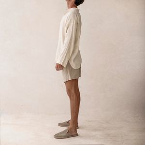 เสื้อเชิ้ตผู้ชายคอจีนลำลองทรงหลวมแบบขายส่ง เสื้อเชิ้ตผ้าลินินผู้ชายสั่งทำได้ - Product Image 5