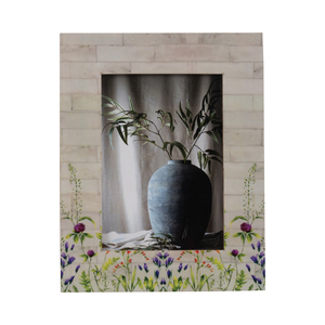 Cornice Rettangolare Decorativa con Bordo Floreale in Resina, Portafoto da Tavolo 5x7 Pollici - Product Image 1
