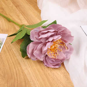 Fleur de pivoine artificielle en soie de 14 cm, haute simulation, accessoire de photographie de mariage en extérieur avec feuilles de 72 cm de long - Product Image 4