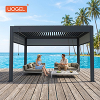 Pergola de plage moderne de luxe en aluminium thermolaqué, résistante au vent, à commande manuelle, sans alimentation électrique, UOGEL M3-S
