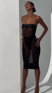 Lingerie élégante sexy et chaude transparente sans bretelles, ensemble demi-robe, costume de reine de fête, lingerie pour femmes - Product Image 2