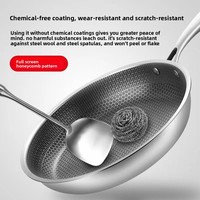 Poêle à frire ronde en acier inoxydable avec design nid d'abeille pour la cuisine et les ustensiles de cuisson
